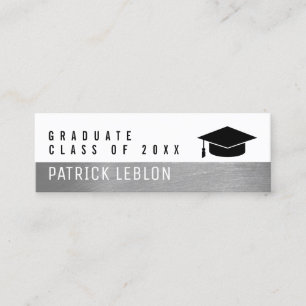Carte D'appel Nom du diplômé, classe élégante de, noir & blanc