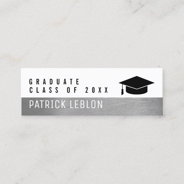 Carte D'appel Nom du diplômé, classe élégante de, noir & blanc (Devant)