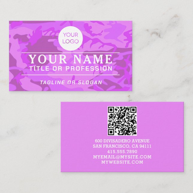 Carte D'appel Nom du logo professionnel QR Code Pastel Purple Ca (Devant / Derrière)