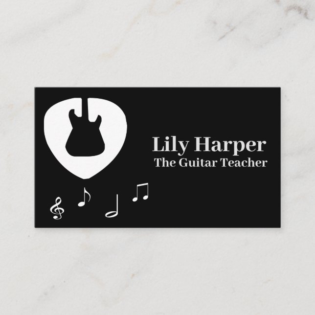 Carte D'appel Notes musicales des leçons de guitare (Devant)