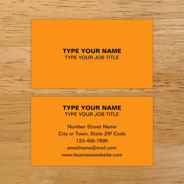 Carte d'appel orange de conception de textes simpl (Plain texts design orange color calling card.)