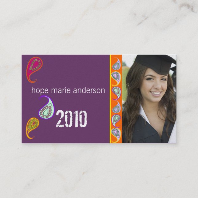 Carte D'appel Paisley Senior Pictures Senior Profile Card (Devant)