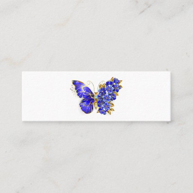 Carte D'appel Papillon saphir à fleurs (Devant)