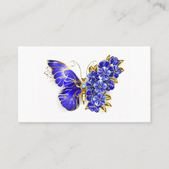 Carte D'appel Papillon saphir à fleurs (Devant)