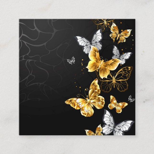 Carte D'appel Papillons d'or et de blanc (Devant)