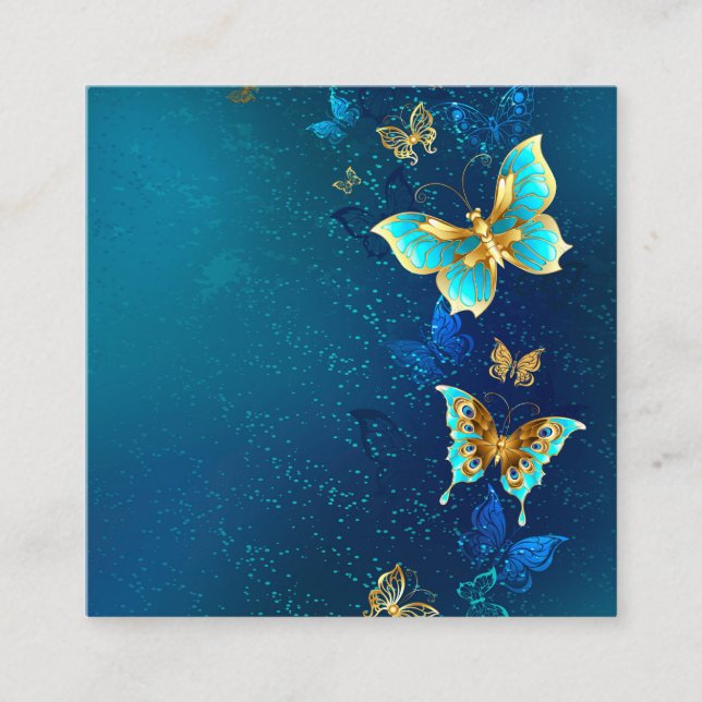 Carte D'appel Papillons d'or sur un Arrière - plan bleu (Devant)