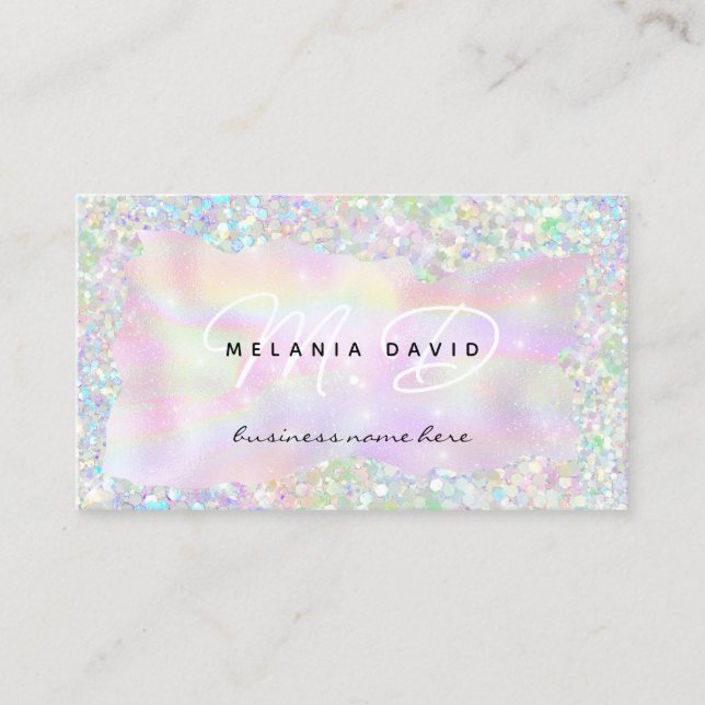 Carte D'appel Parties scintillant Holo moderne personnalisé Mono (Devant)