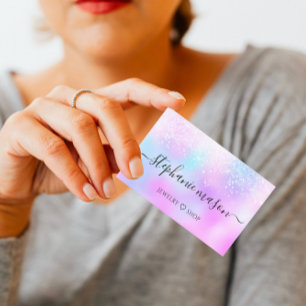 Carte D'appel Parties scintillant holographique Pastel Girly Car