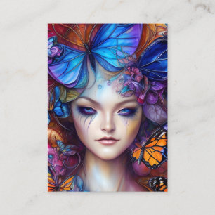 Carte D'appel Peinture numérique à papillon aquarelle fractale
