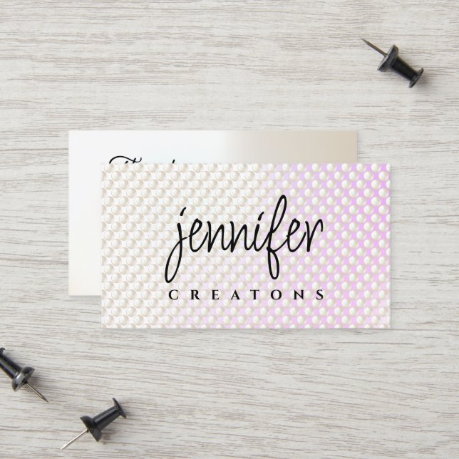 Carte D'appel Perles élégantes de créateur de bijoux - perles (Devant/Arrière en situation)