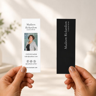 Carte D'appel Photo d'écrivain moderne minimaliste noir blanc