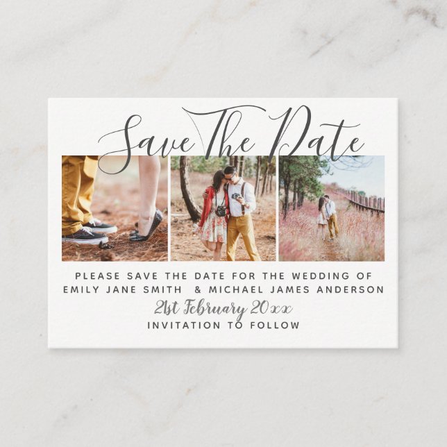 Carte D'appel PHOTO ENREGISTRER LA DATE Mariage du petit budget (Devant)