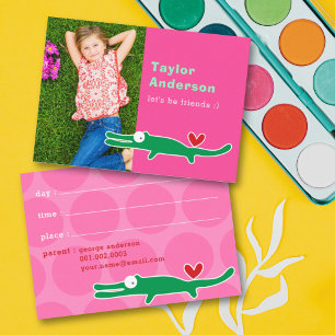 Carte D'appel Photo Mignonne de Alligator Vert de Dessin Animé R