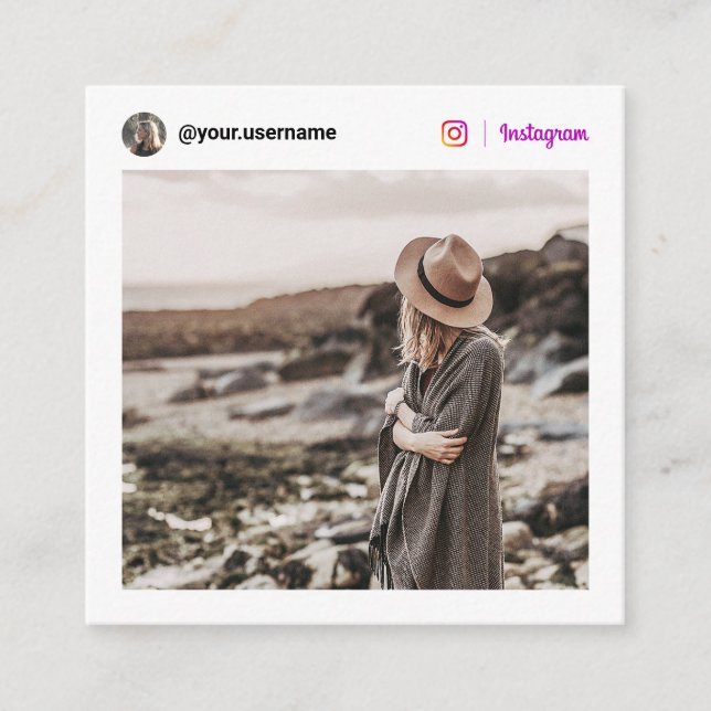 Carte D'appel Photo moderne Instagram médias sociaux minimum bla (Devant)
