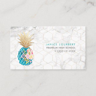 Carte D'appel PixDezines ALOHA PINEAPPLE/AQUA BLUE/FAUX GOLD