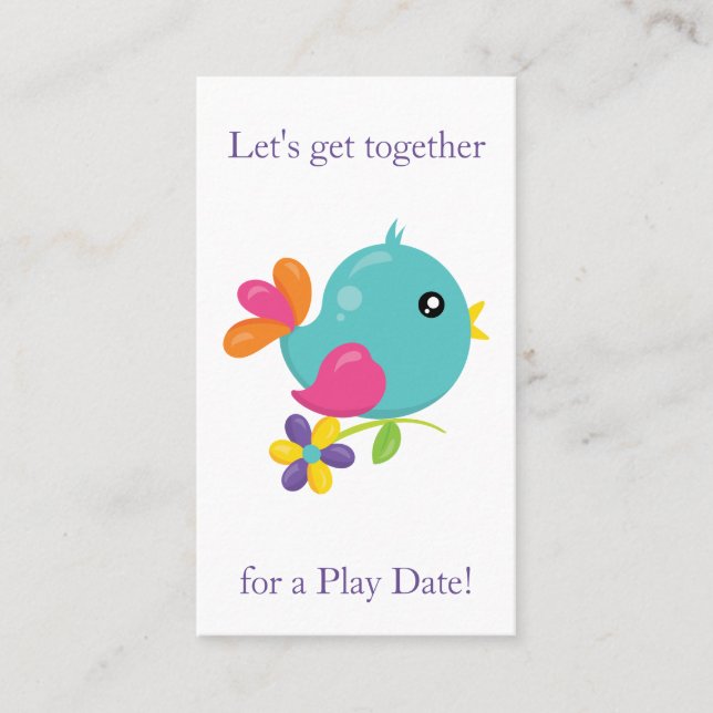 Carte D'appel Playdate d'oiseau bleu amusant (Devant)