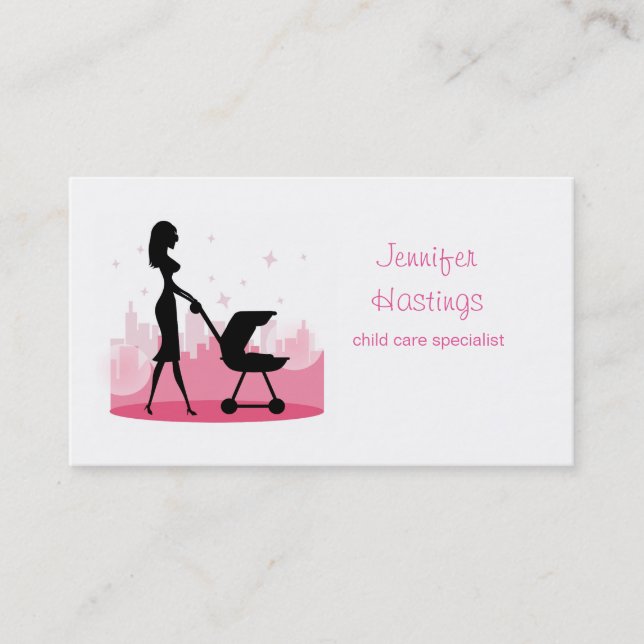 Carte D'appel Porte-bébé à la mode pour maman poussant (Devant)
