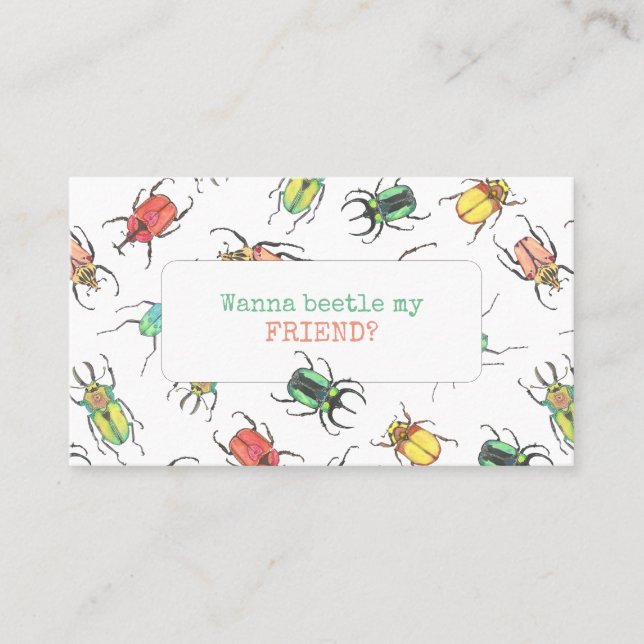 Carte d'appel pour enfants Beetles Lovebugs (Devant)