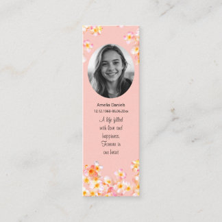 Carte D'appel Pretty Wildflower Photo Funeral Mini Bookmark