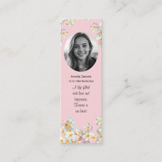Carte D'appel Pretty Wildflower Photo Funeral Mini Bookmark Card