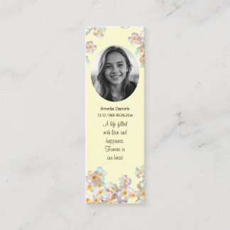 Carte D'appel Pretty Wildflower Photo Funeral Mini Bookmark Card