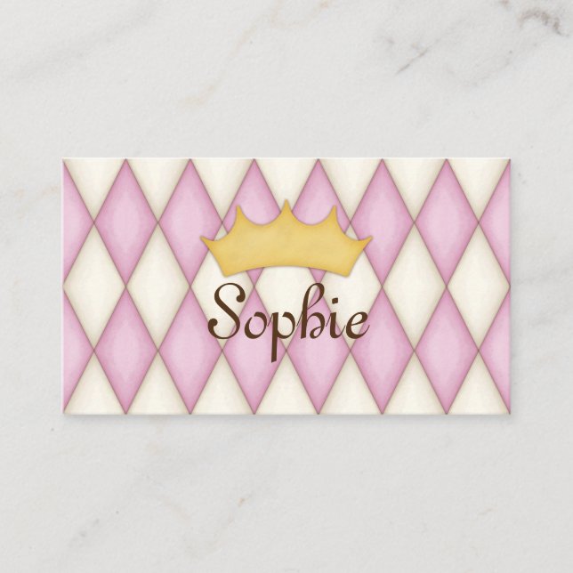 Carte d'appel Princesse personnalisée Arlequin ros (Devant)