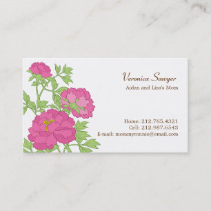 Carte D'appel Profil rose de pivoines/carte de maman
