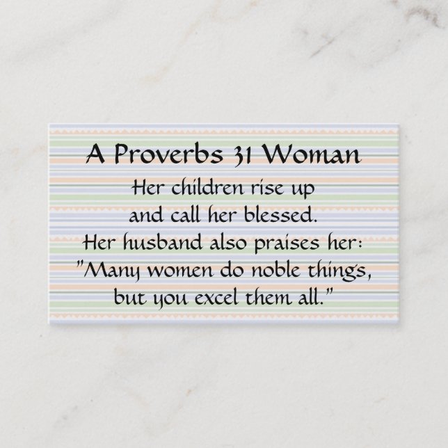 Carte D'appel Proverbes 31 Femme Maman Appeler des bandes de car (Devant)