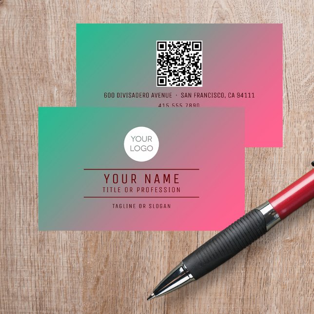 Carte D'appel QR Code Miami Blend Name Professional (QR Code Spotlight Green Name Professional Logo Calling Card  cover)