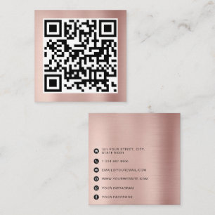 Carte D'appel QR Code Modern Minimalist Rose Gold Business