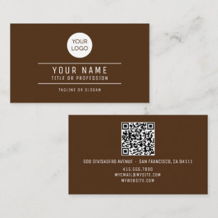 Carte D'appel QR Code Nom du logo professionnel Chocolat Brown