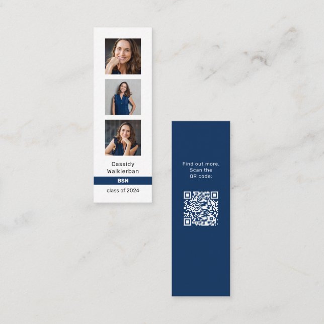 Carte D'appel QR Code Photo Diplôme Diplômé Nom du diplôme (Devant / Derrière)