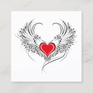 Carte D'appel Red Angel Coeur avec ailes