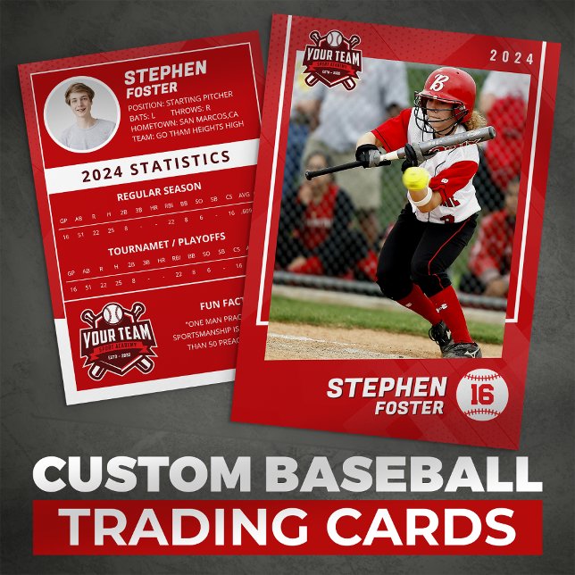 Carte D'appel Red Baseball Trading Card Pro Baseball Player (Créateur téléchargé)