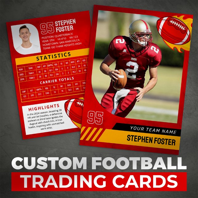 Carte D'appel Red Football Trading Card Sport Player Photo (Créateur téléchargé)