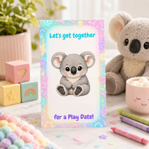 Carte D'appel Rendez-vous ludique avec un koala pastel câlin 