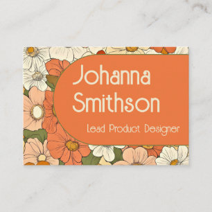 Carte d'appel Retro Orange Groove Floral