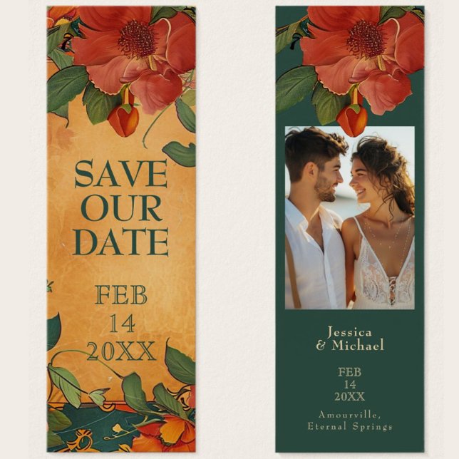 Carte D'appel 🌹 Rose Romance : Art Nouveau Splendor (Save our Date, a charming and personalized way to announce your special day.)