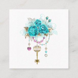 Carte D'appel Roses turquoise avec touches