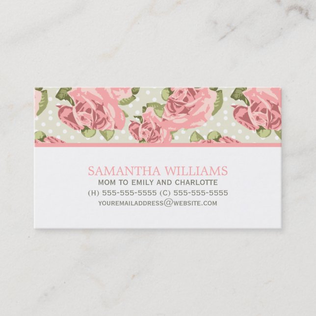 Carte D'appel Roses vintages roses (Devant)