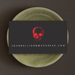 Carte d'appel rouge crâne noir