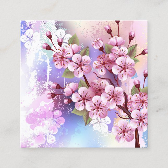 Carte D'appel Sakura rose sur la peinture Arrière - plan (Devant)