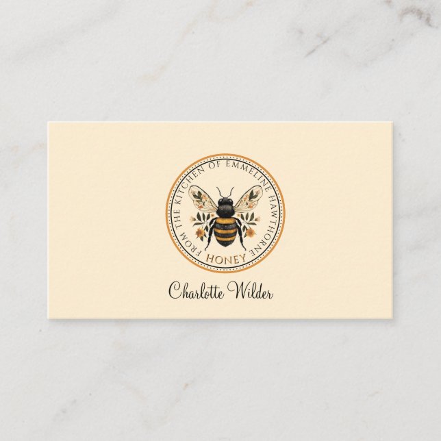 Carte D'appel Script Signature Personalized Bee Floral  (Devant)