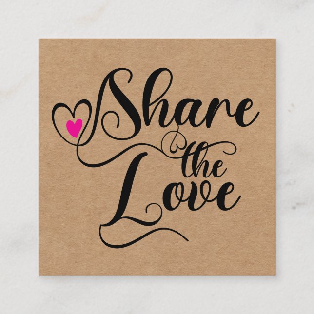 Carte D'appel Share the love script typography referral card (Devant)