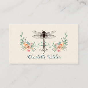 Carte D'appel Signature de script Flore de libellule personnalis