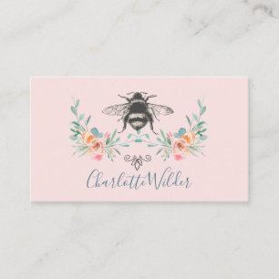 Carte D'appel Signature de script Personnalisé Abee Floral rose