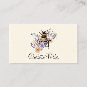 Carte D'appel Signature de script Personnalisé Bee Floral