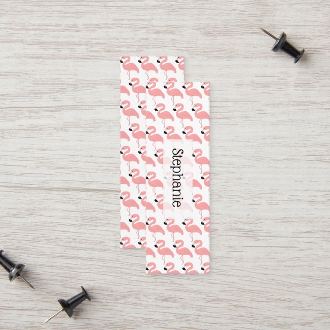 Carte D'appel Signet de conception Flamant rose (Devant/Arrière en situation)