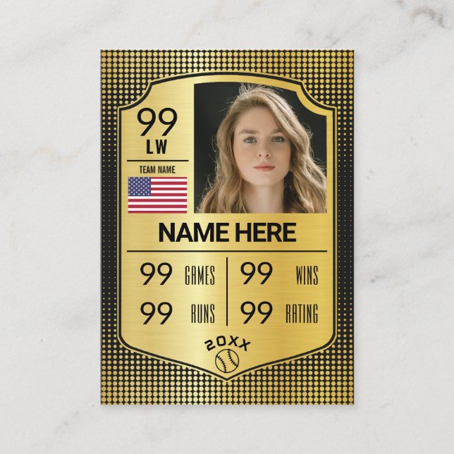 Carte D'appel Softball Stats Shield Card Softball Trading Card (Devant)