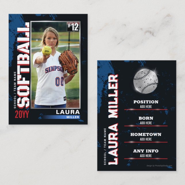 Carte D'appel Softball Trading Card Classic Baseball (Devant / Derrière)